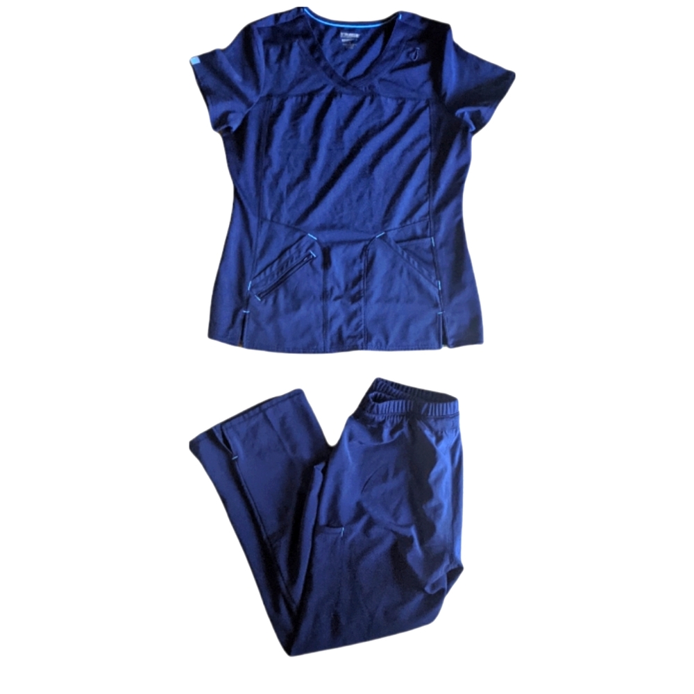 ScrubStar Scrub Set Performance Navy/Indigo Scrub Top and Pants Women's Size M